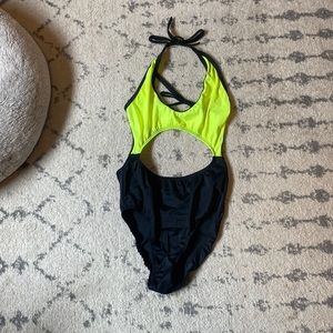 Rolita Couture (M) Black and Green Rave Bodysuit